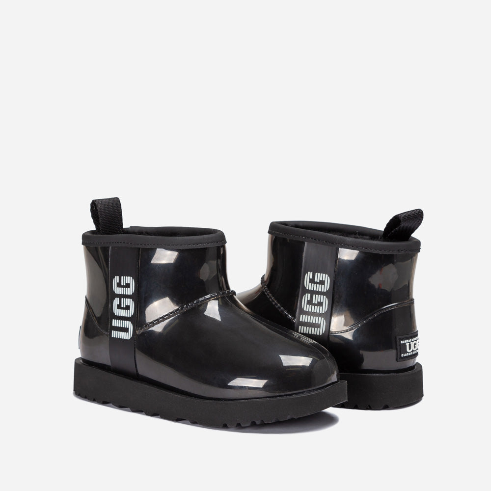 OZWEAR UGG Classic Kids Clear Mini Boots (Waterproof) (Glow In Dark Logo)