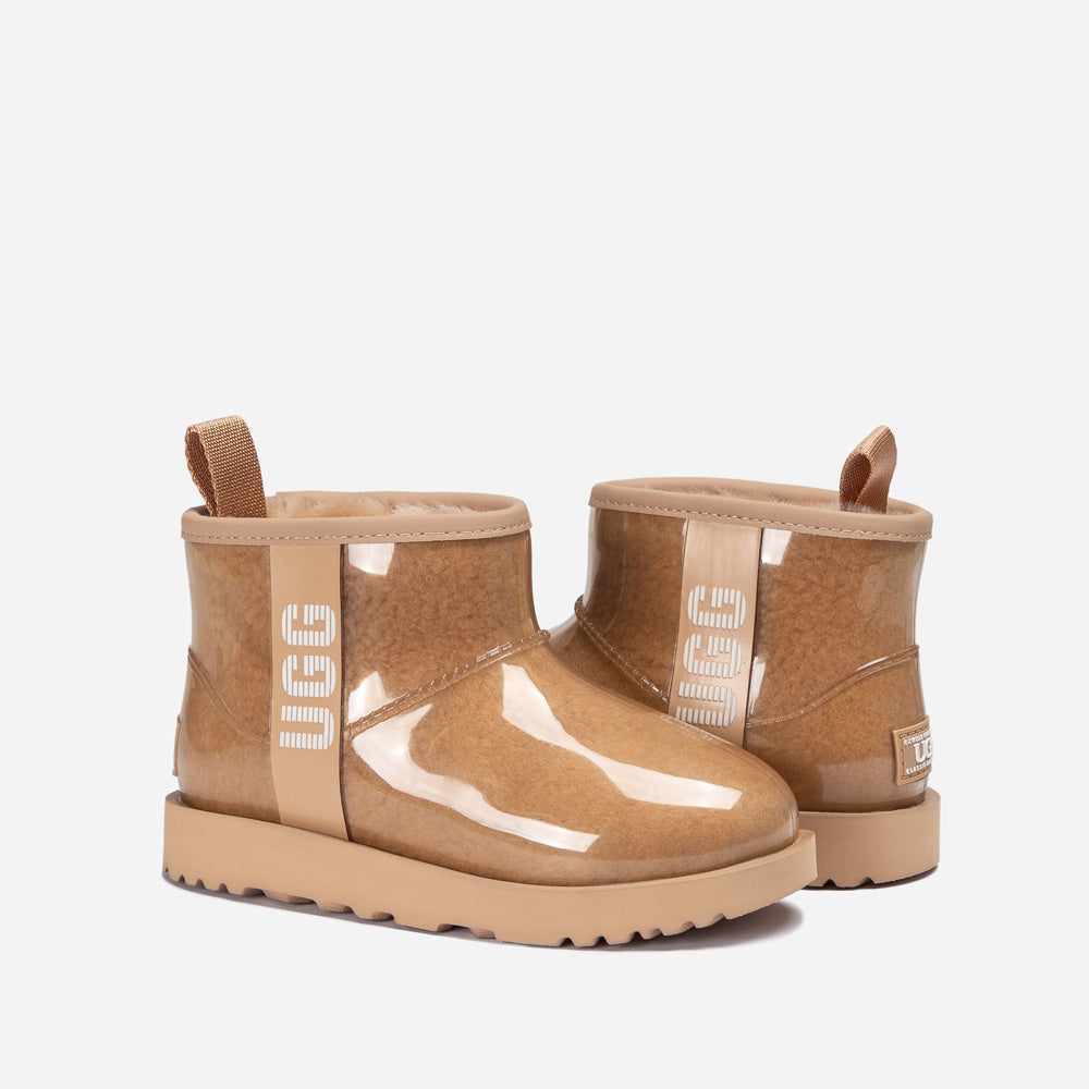 OZWEAR UGG Classic Kids Clear Mini Boots (Waterproof) (Glow In Dark Logo)