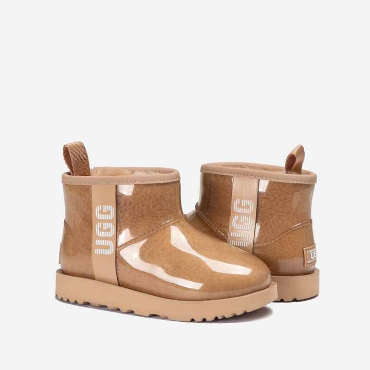 OZWEAR UGG Classic Kids Clear Mini Boots (Waterproof) (Glow In Dark Logo)