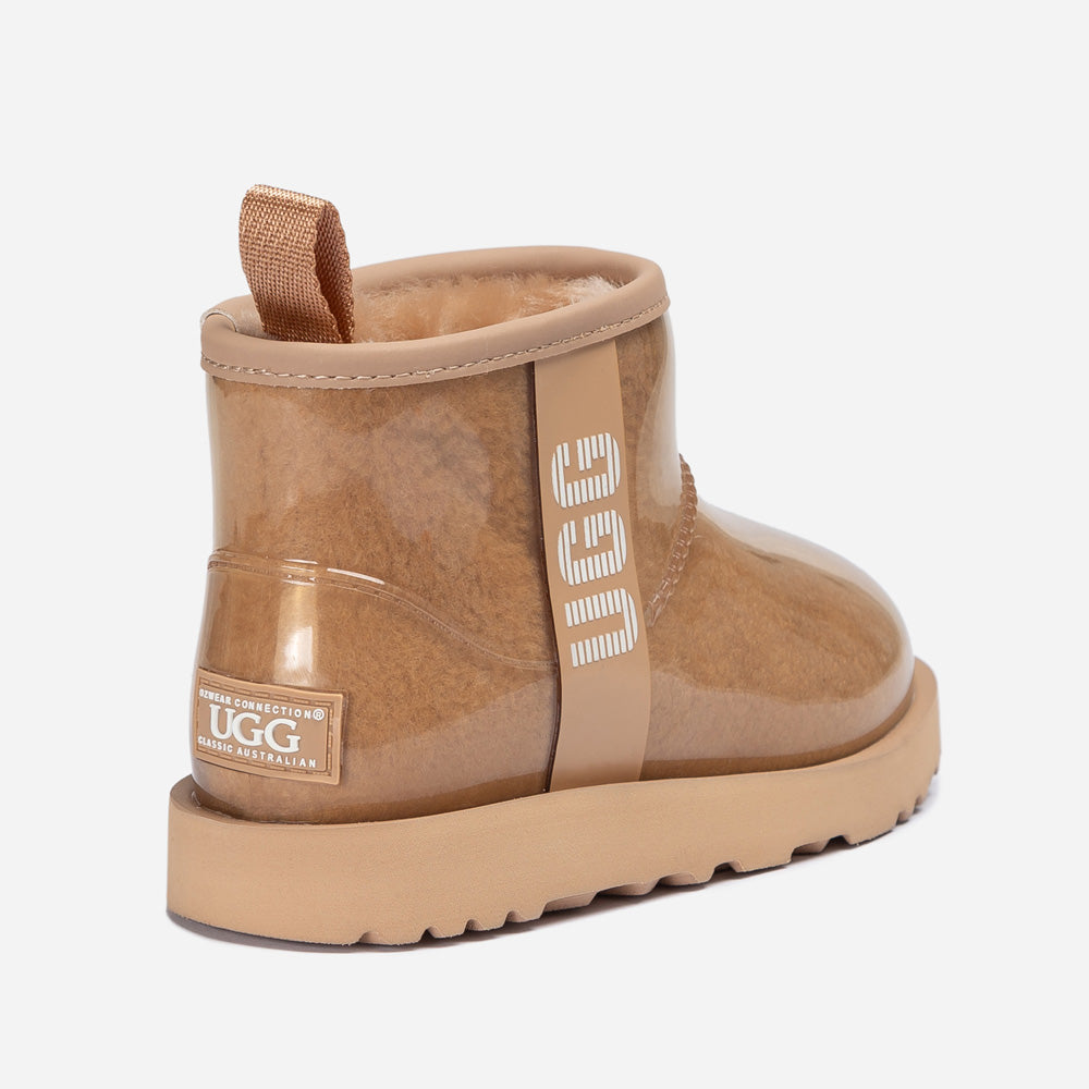 OZWEAR UGG Classic Kids Clear Mini Boots (Waterproof) (Glow In Dark Logo)