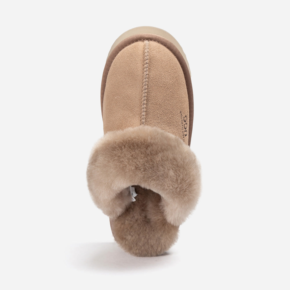 OZWEAR UGG Platform Slipper (Elastic Logo & Wool Strap) 4.5cm (Detachable Feature)(Water Resistant)