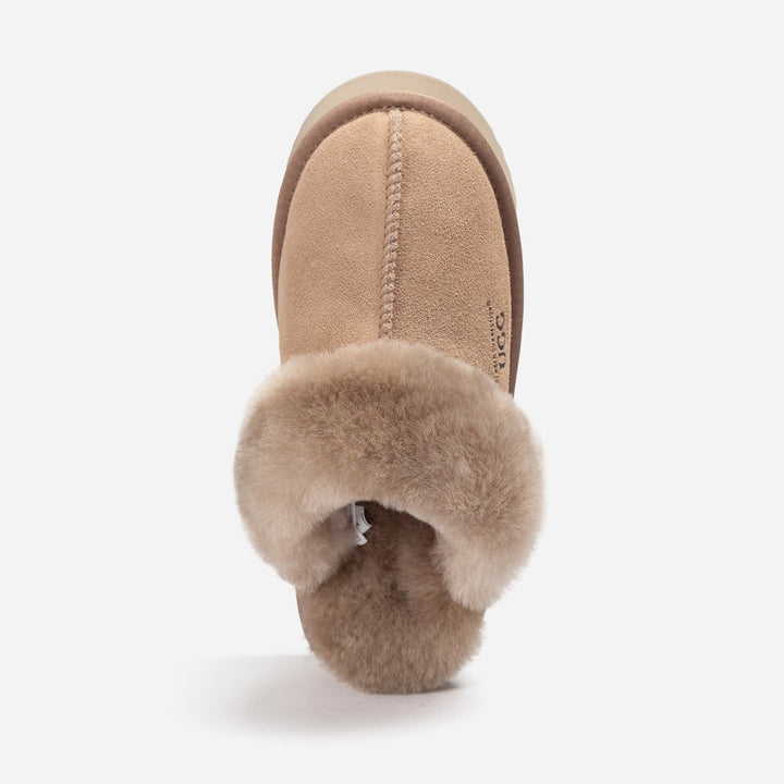 OZWEAR UGG Platform Slipper (Elastic Logo & Wool Strap) 4.5cm (Detachable Feature)(Water Resistant)