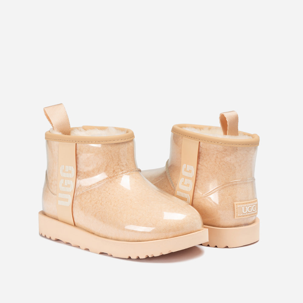 OZWEAR UGG Classic Kids Clear Mini Boots (Waterproof) (Glow In Dark Logo)