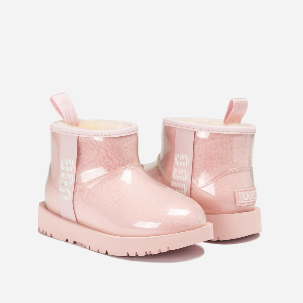 OZWEAR UGG Classic Kids Clear Mini Boots (Waterproof) (Glow In Dark Logo)