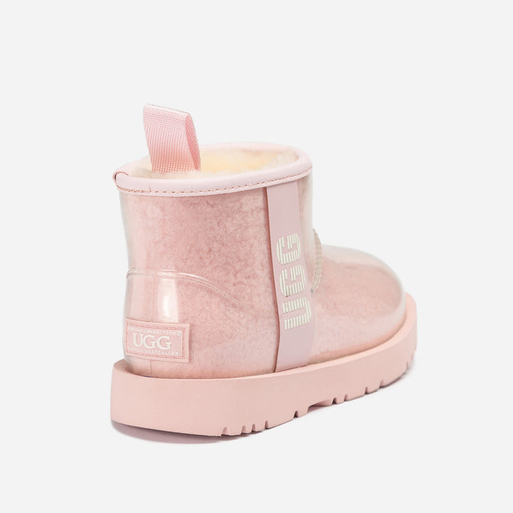 OZWEAR UGG Classic Kids Clear Mini Boots (Waterproof) (Glow In Dark Logo)
