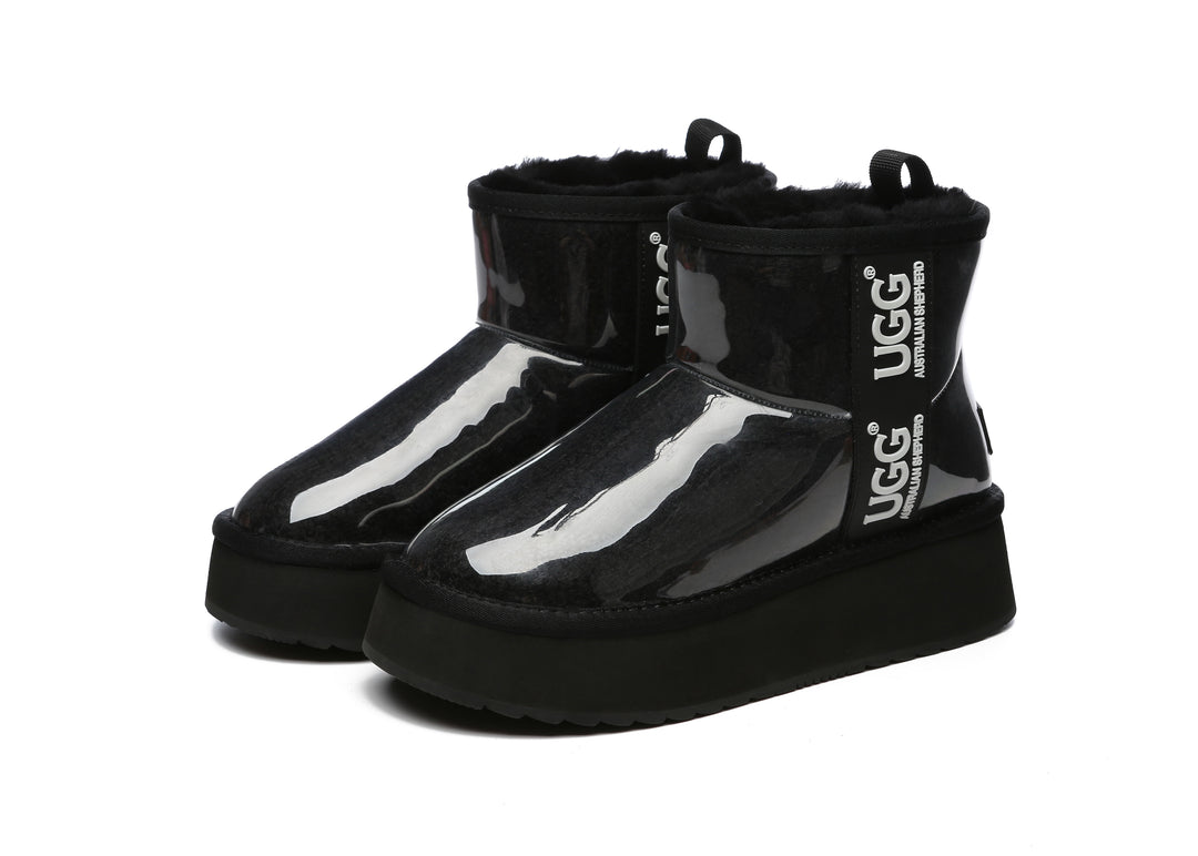 Clear Waterproof Shearling Boots Coated Classic Platform