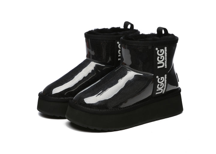 Clear Waterproof Shearling Boots Coated Classic Platform