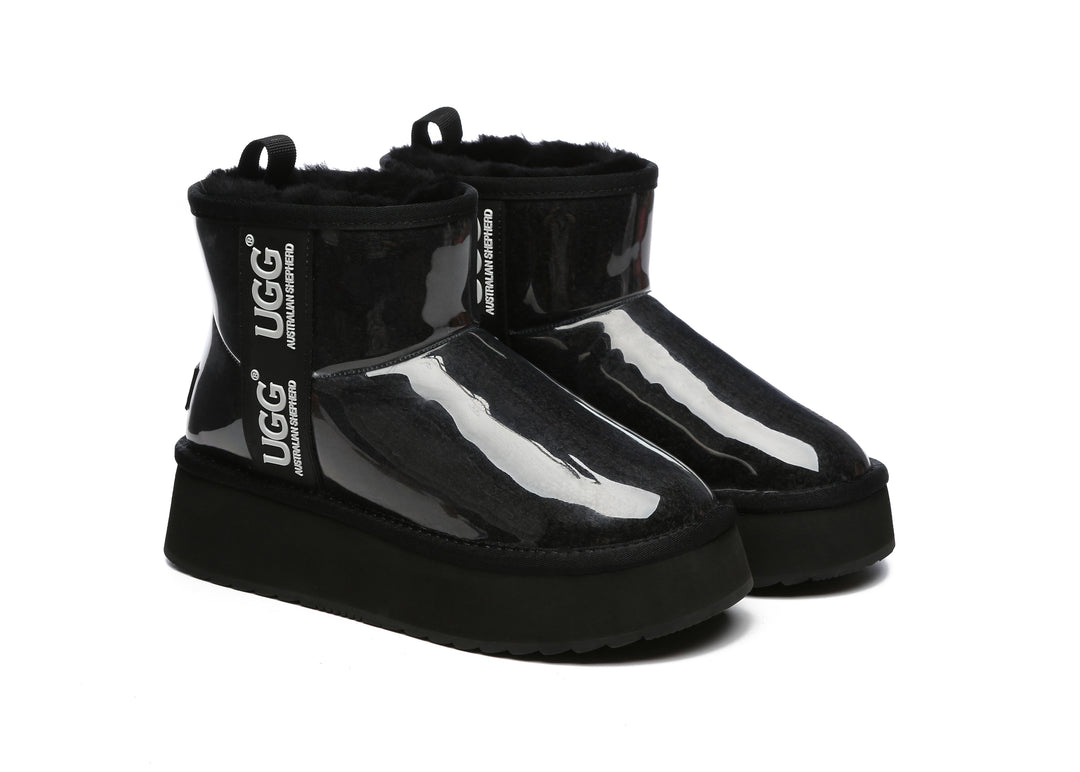 Clear Waterproof Shearling Boots Coated Classic Platform