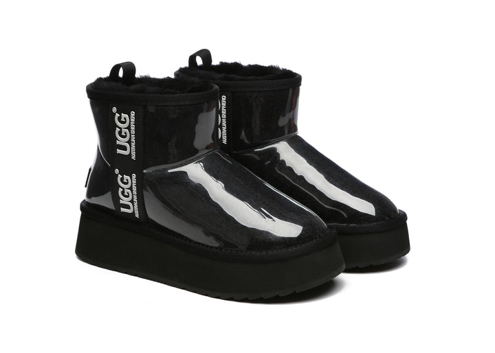Clear Waterproof Shearling Boots Coated Classic Platform
