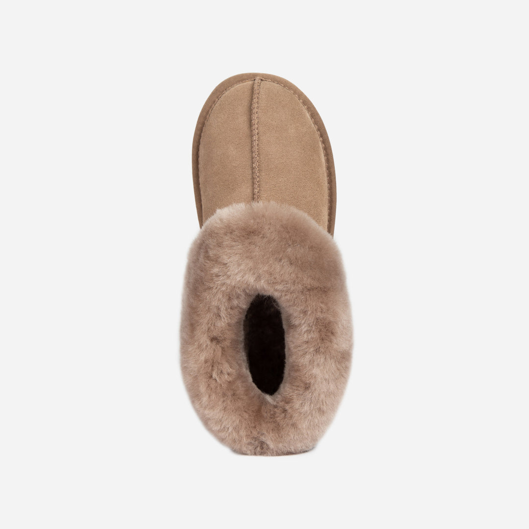 OZWEAR UGG Slippers Collar Unisex Premium Sheepskin Slippers Suede (Unisex Cow Suede)