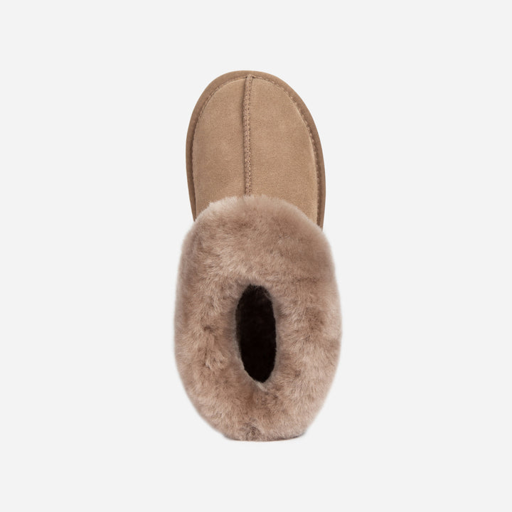 OZWEAR UGG Slippers Collar Unisex Premium Sheepskin Slippers Suede (Unisex Cow Suede)