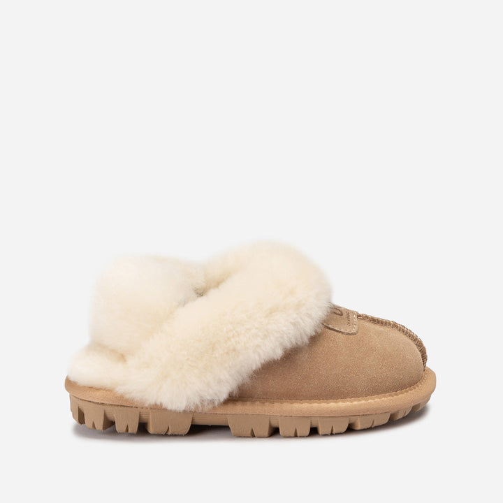 OZWEAR UGG Kids Coquette Slipper (Cow Suede)(Elastic Logo & Wool Strap)(Detachable Feature)