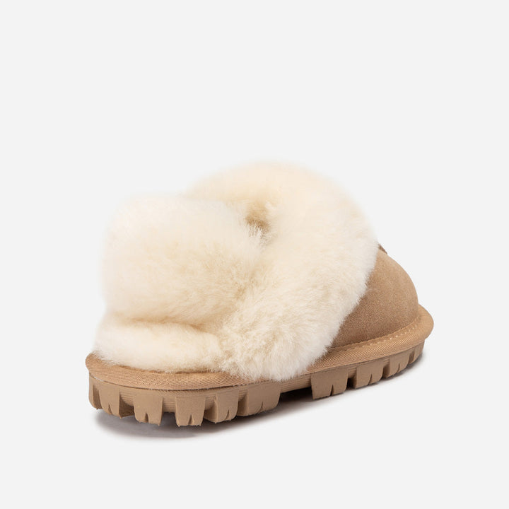 OZWEAR UGG Kids Coquette Slipper (Cow Suede)(Elastic Logo & Wool Strap)(Detachable Feature)