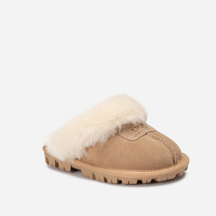 OZWEAR UGG Kids Coquette Slipper (Cow Suede)(Elastic Logo & Wool Strap)(Detachable Feature)