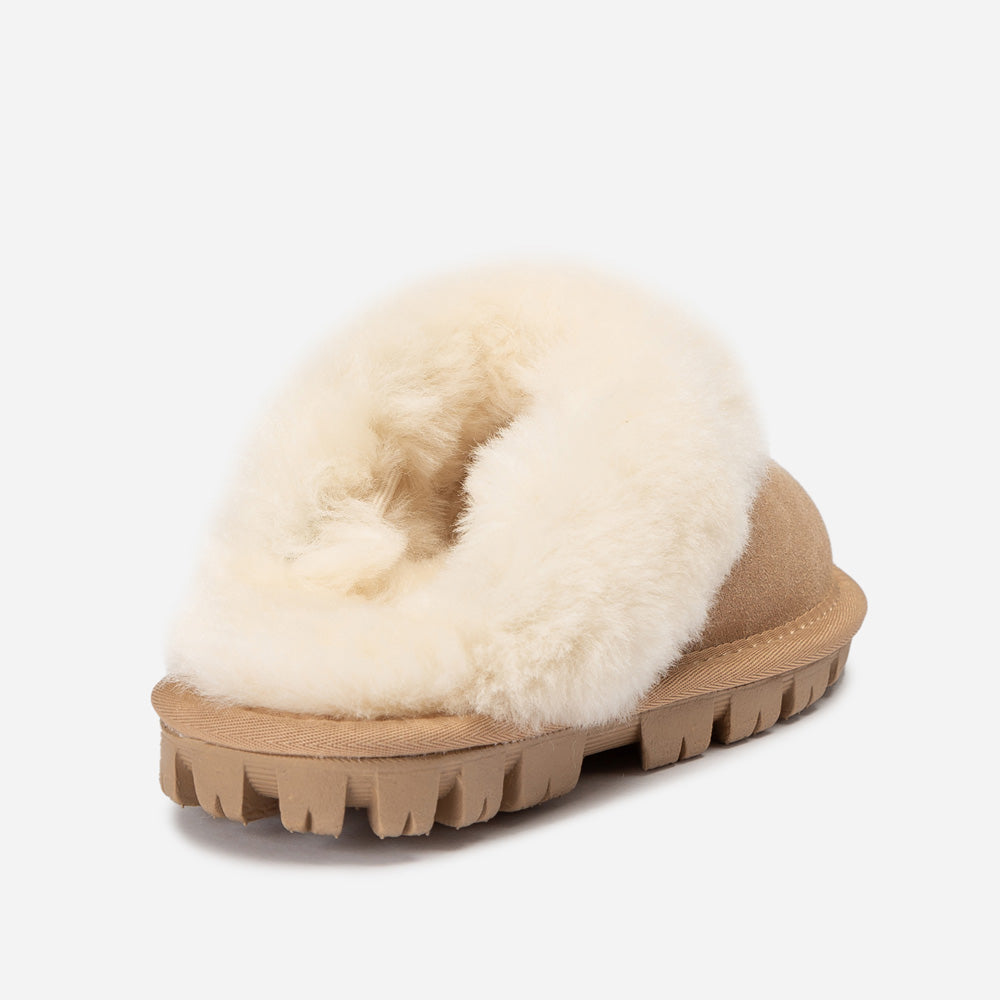 OZWEAR UGG Kids Coquette Slipper (Cow Suede)(Elastic Logo & Wool Strap)(Detachable Feature)