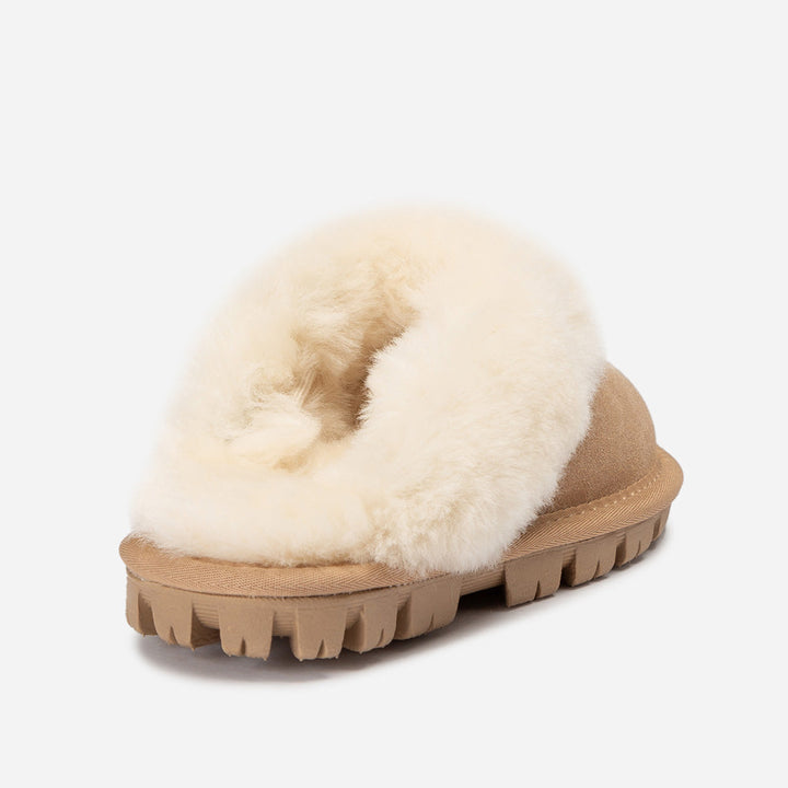 OZWEAR UGG Kids Coquette Slipper (Cow Suede)(Elastic Logo & Wool Strap)(Detachable Feature)