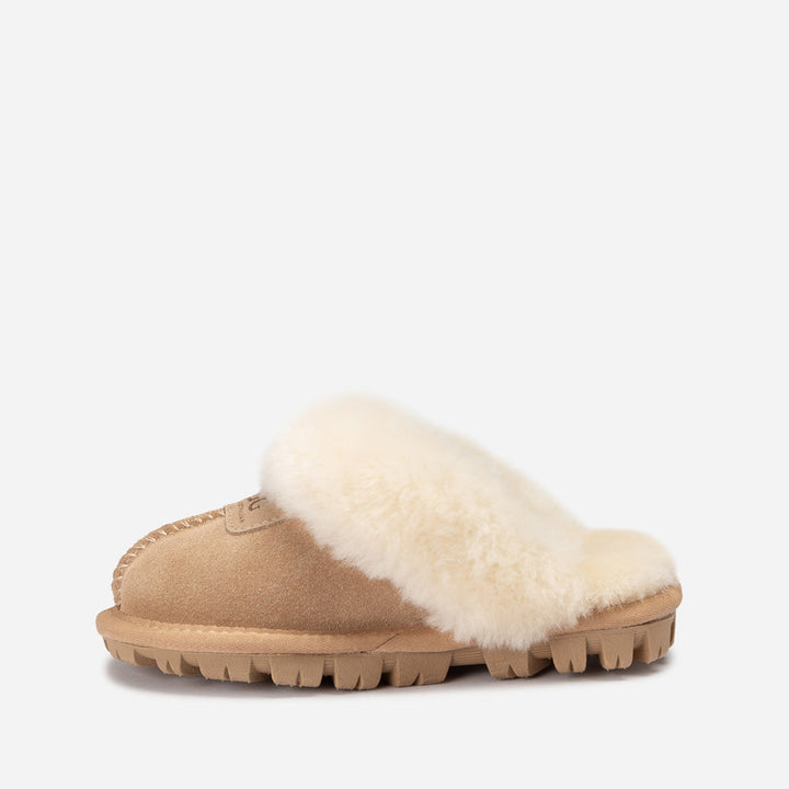 OZWEAR UGG Kids Coquette Slipper (Cow Suede)(Elastic Logo & Wool Strap)(Detachable Feature)