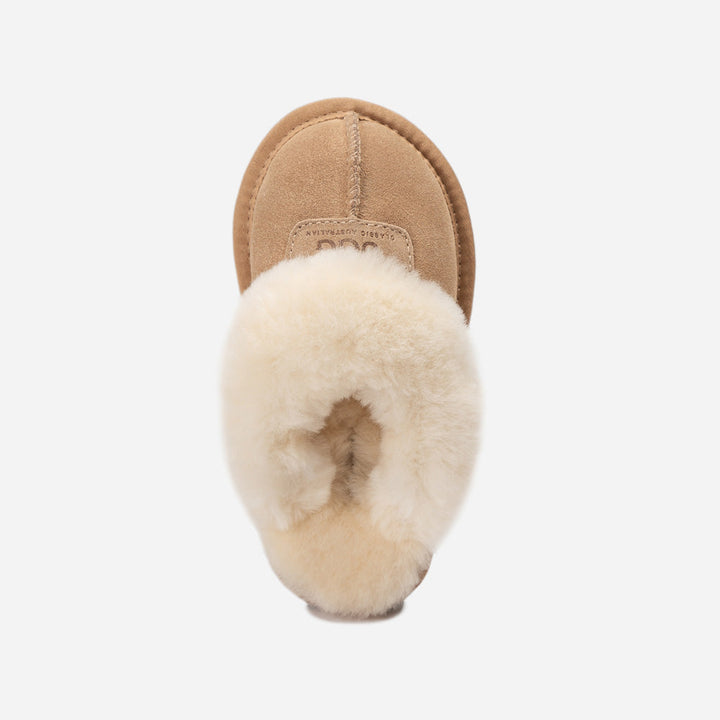 OZWEAR UGG Kids Coquette Slipper (Cow Suede)(Elastic Logo & Wool Strap)(Detachable Feature)
