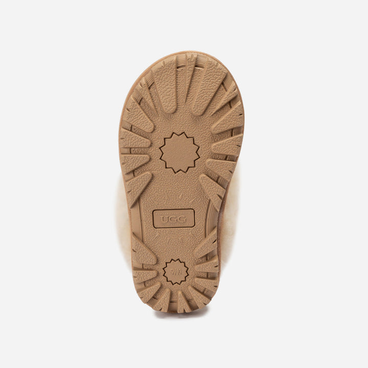 OZWEAR UGG Kids Coquette Slipper (Cow Suede)(Elastic Logo & Wool Strap)(Detachable Feature)