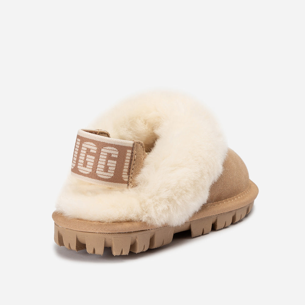 OZWEAR UGG Kids Coquette Slipper (Cow Suede)(Elastic Logo & Wool Strap)(Detachable Feature)