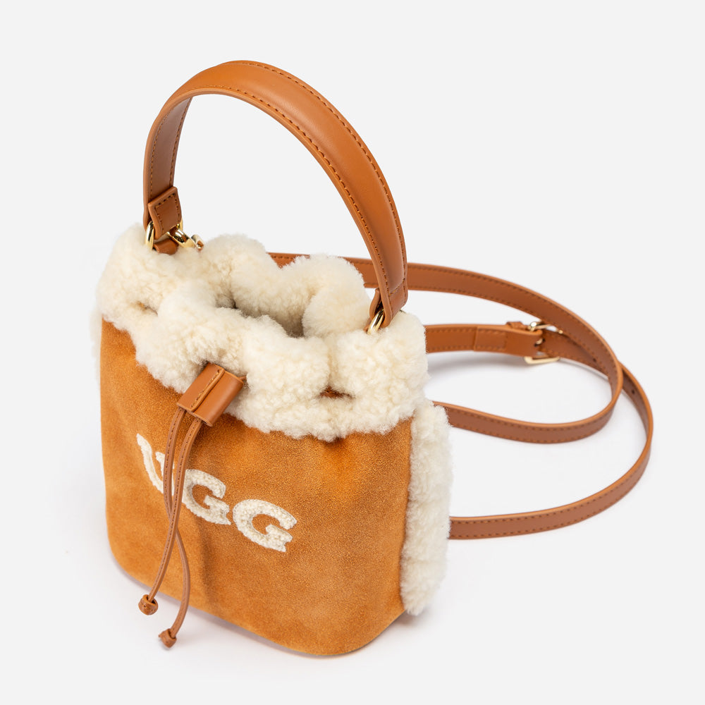OZWEAR UGG  Shearling Logo Mini Bucket Bag