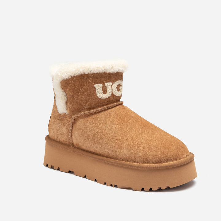 OZWEAR UGG Bondi Matelasse Platform Shearling Mini Boot