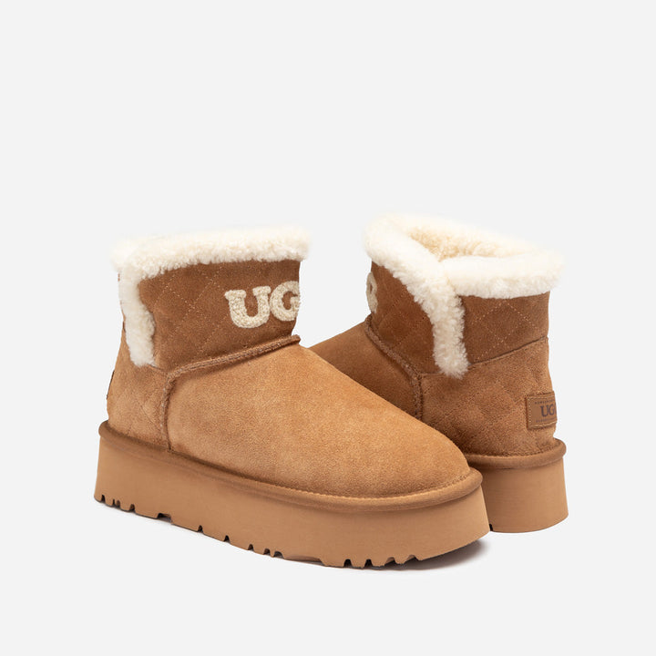 OZWEAR UGG Bondi Matelasse Platform Shearling Mini Boot