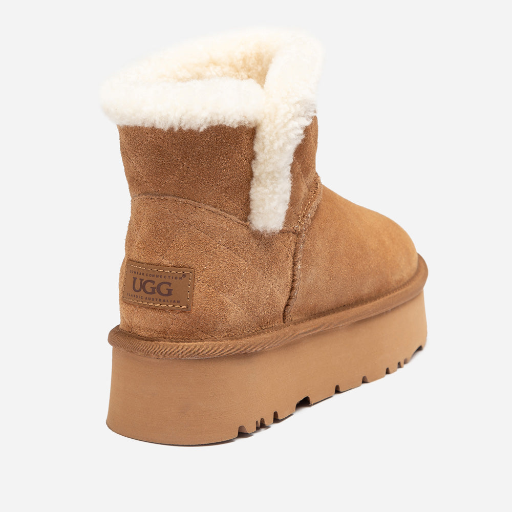 OZWEAR UGG Bondi Matelasse Platform Shearling Mini Boot