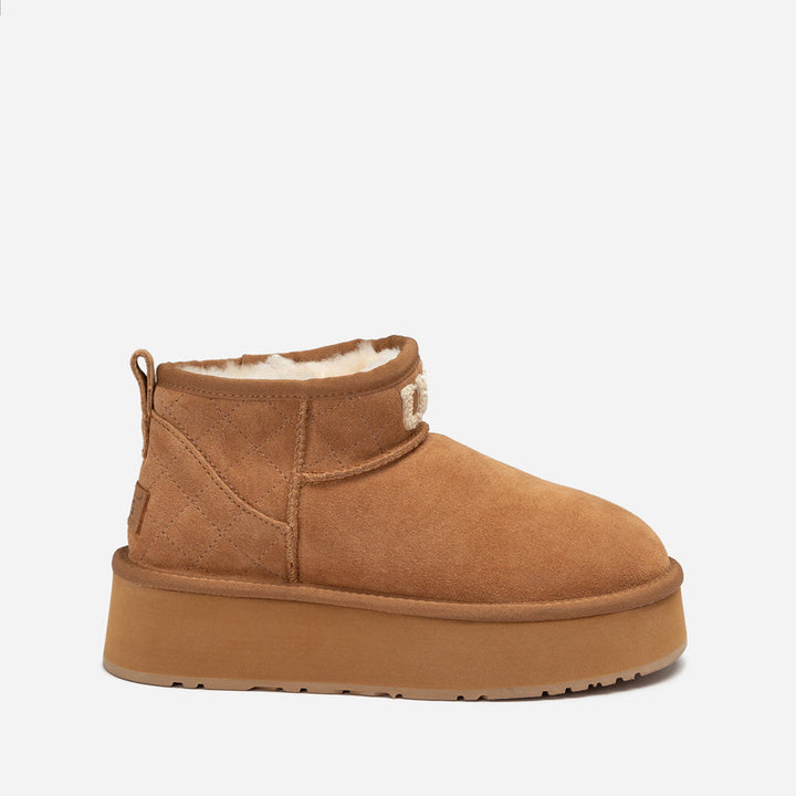 OZWEAR UGG Classic Platform Knit Logo Matelassé Ultra Mini Boot