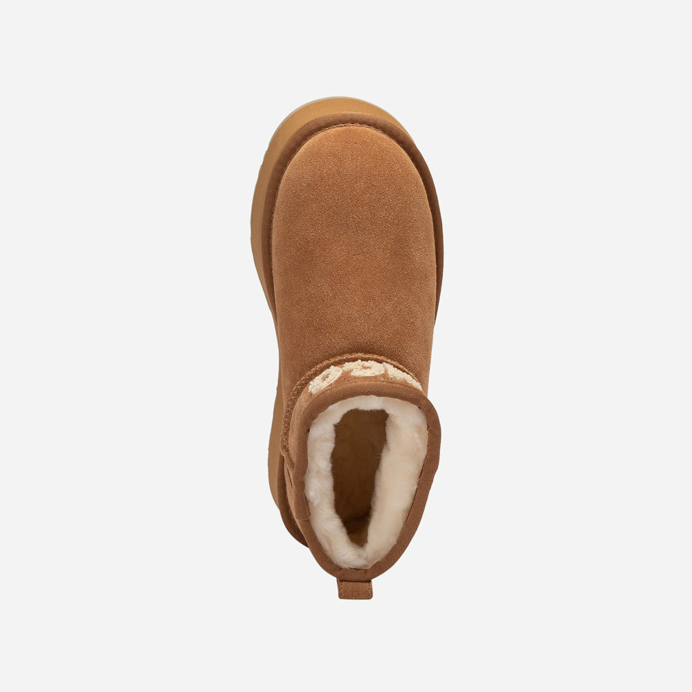 OZWEAR UGG Classic Platform Knit Logo Matelassé Ultra Mini Boot