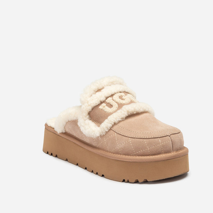 OZWEAR UGG  Violet Matelasse Shearling Platform Slipper
