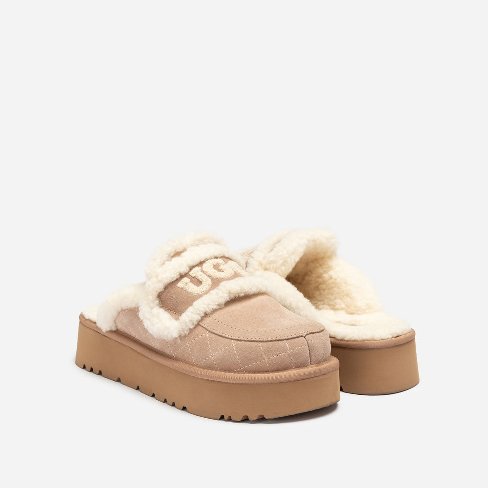 OZWEAR UGG  Violet Matelasse Shearling Platform Slipper