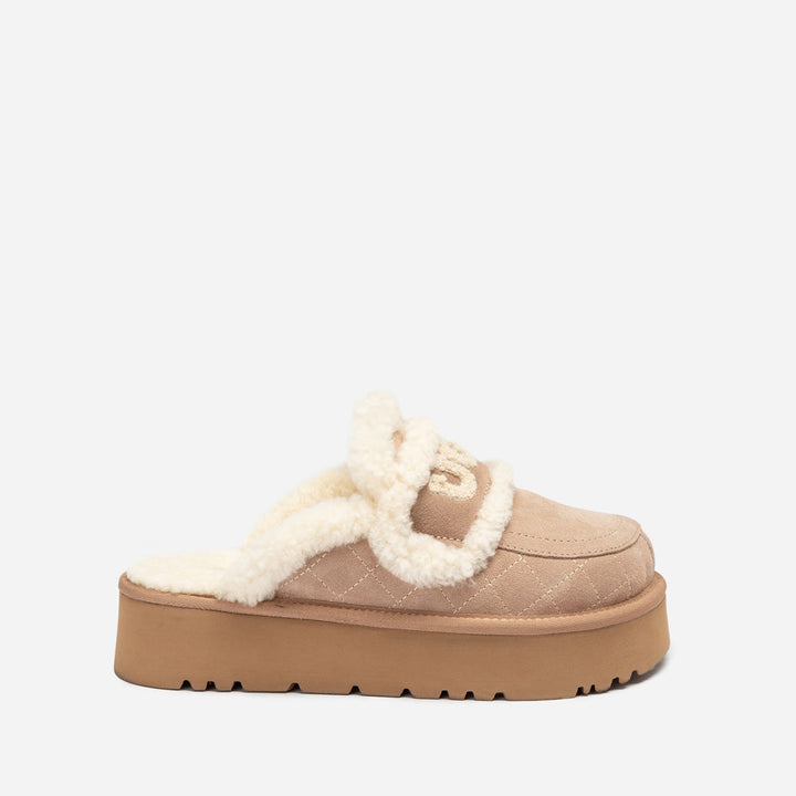 OZWEAR UGG  Violet Matelasse Shearling Platform Slipper