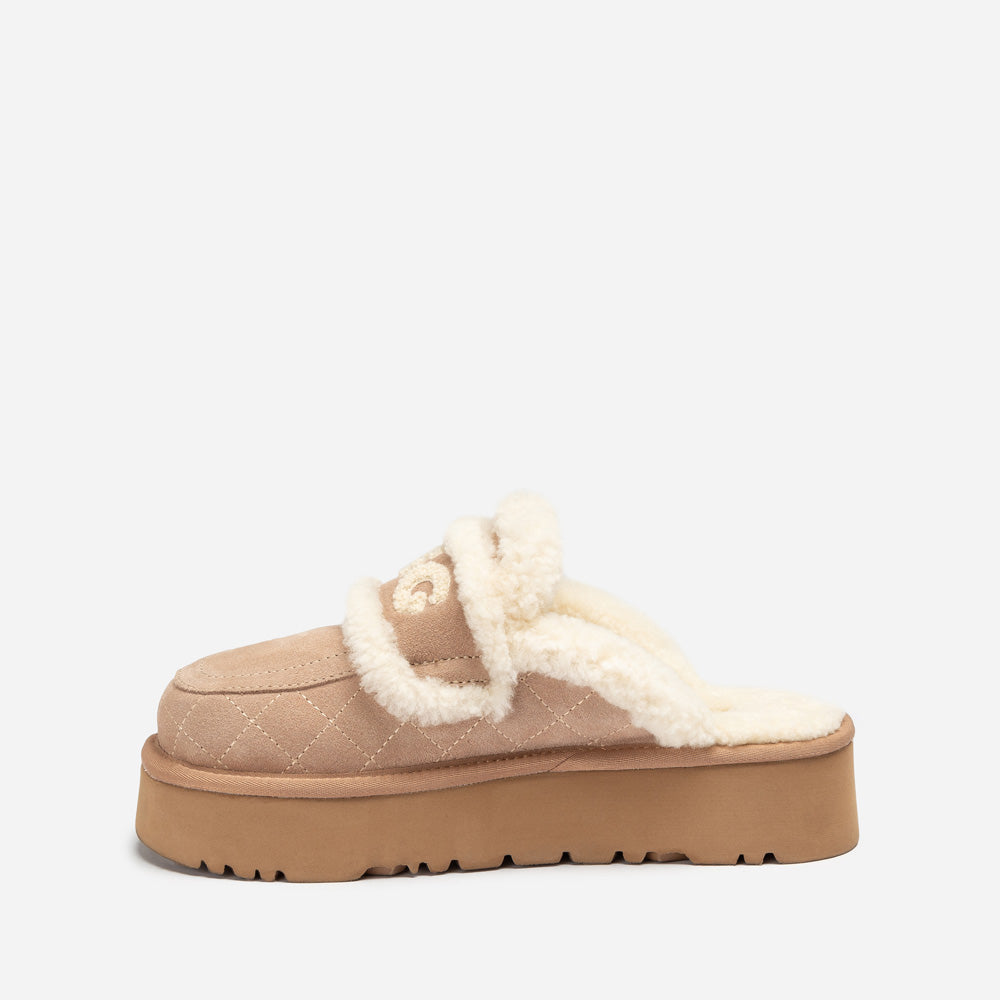 OZWEAR UGG  Violet Matelasse Shearling Platform Slipper