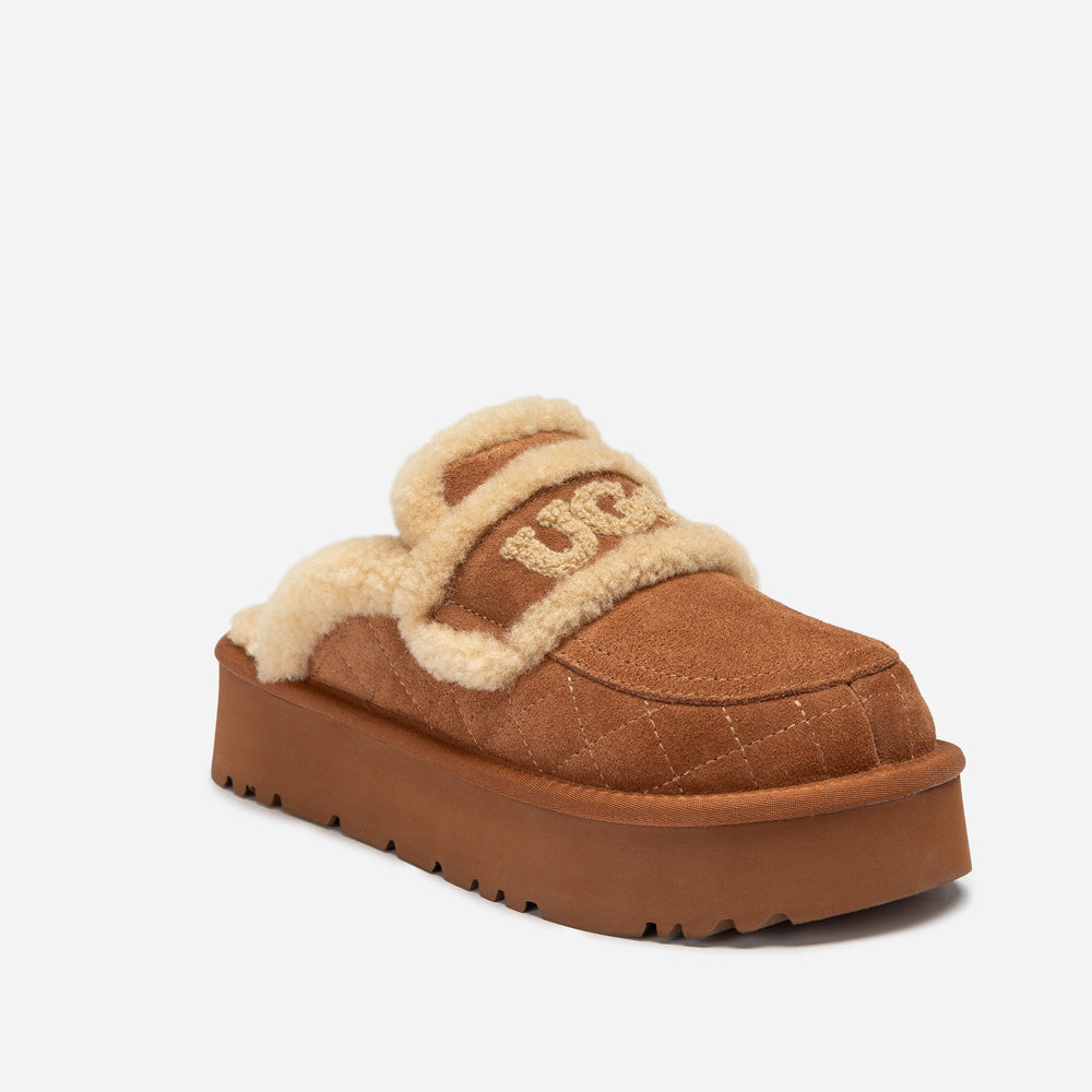 OZWEAR UGG  Violet Matelasse Shearling Platform Slipper