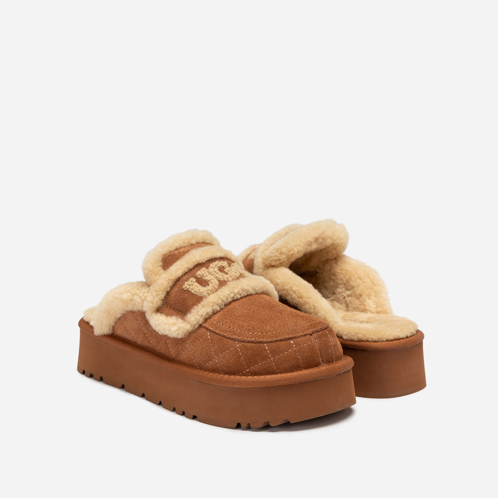 OZWEAR UGG  Violet Matelasse Shearling Platform Slipper