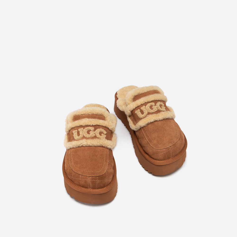OZWEAR UGG  Violet Matelasse Shearling Platform Slipper