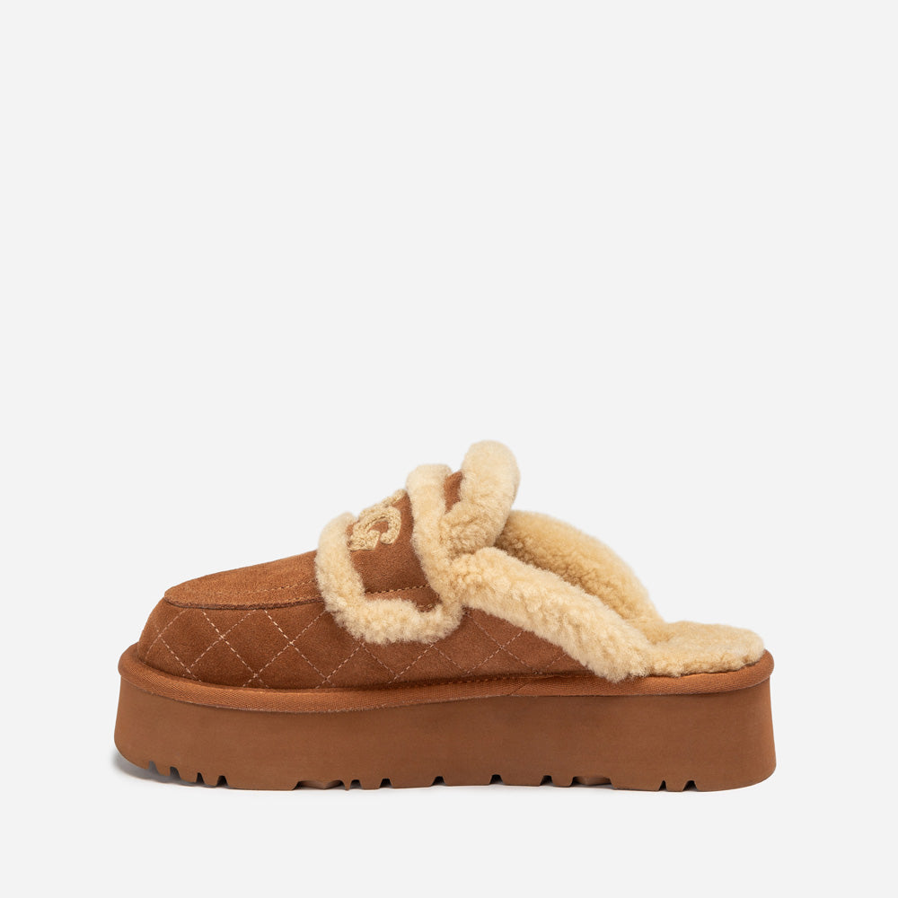 OZWEAR UGG  Violet Matelasse Shearling Platform Slipper