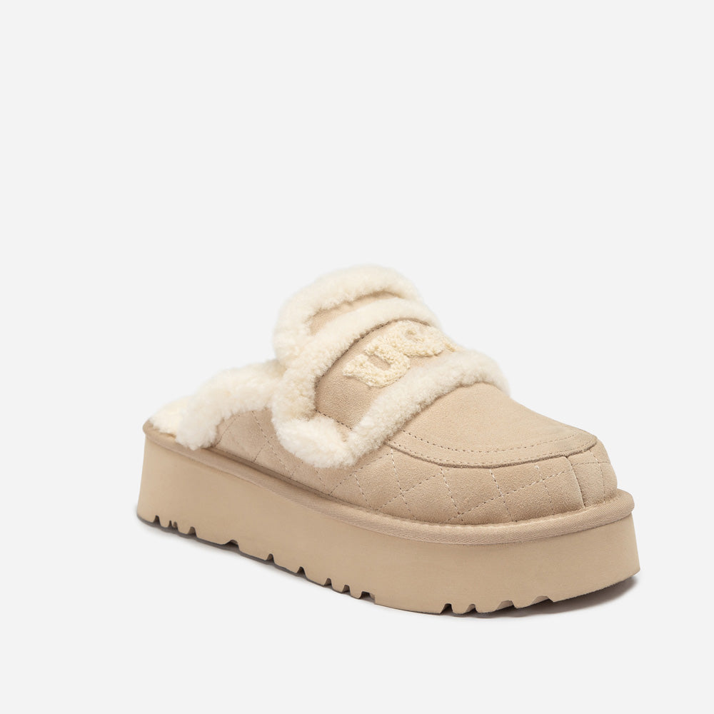 OZWEAR UGG  Violet Matelasse Shearling Platform Slipper