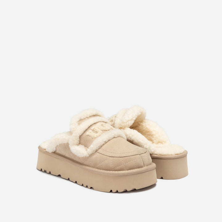 OZWEAR UGG  Violet Matelasse Shearling Platform Slipper