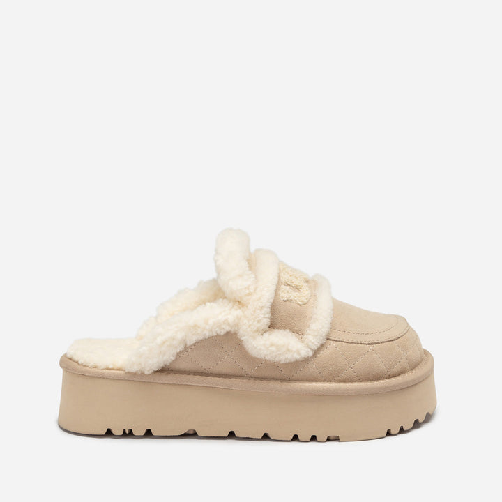 OZWEAR UGG  Violet Matelasse Shearling Platform Slipper