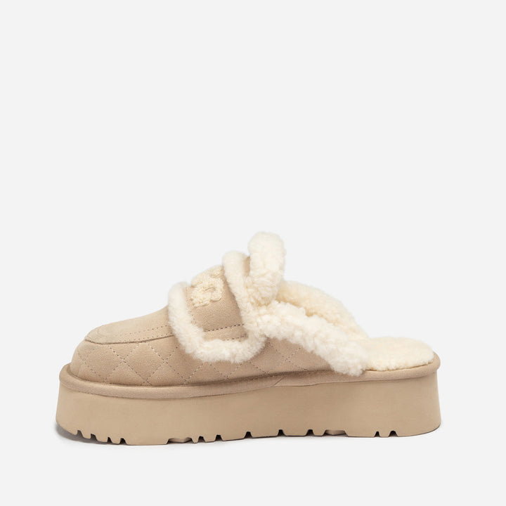 OZWEAR UGG  Violet Matelasse Shearling Platform Slipper