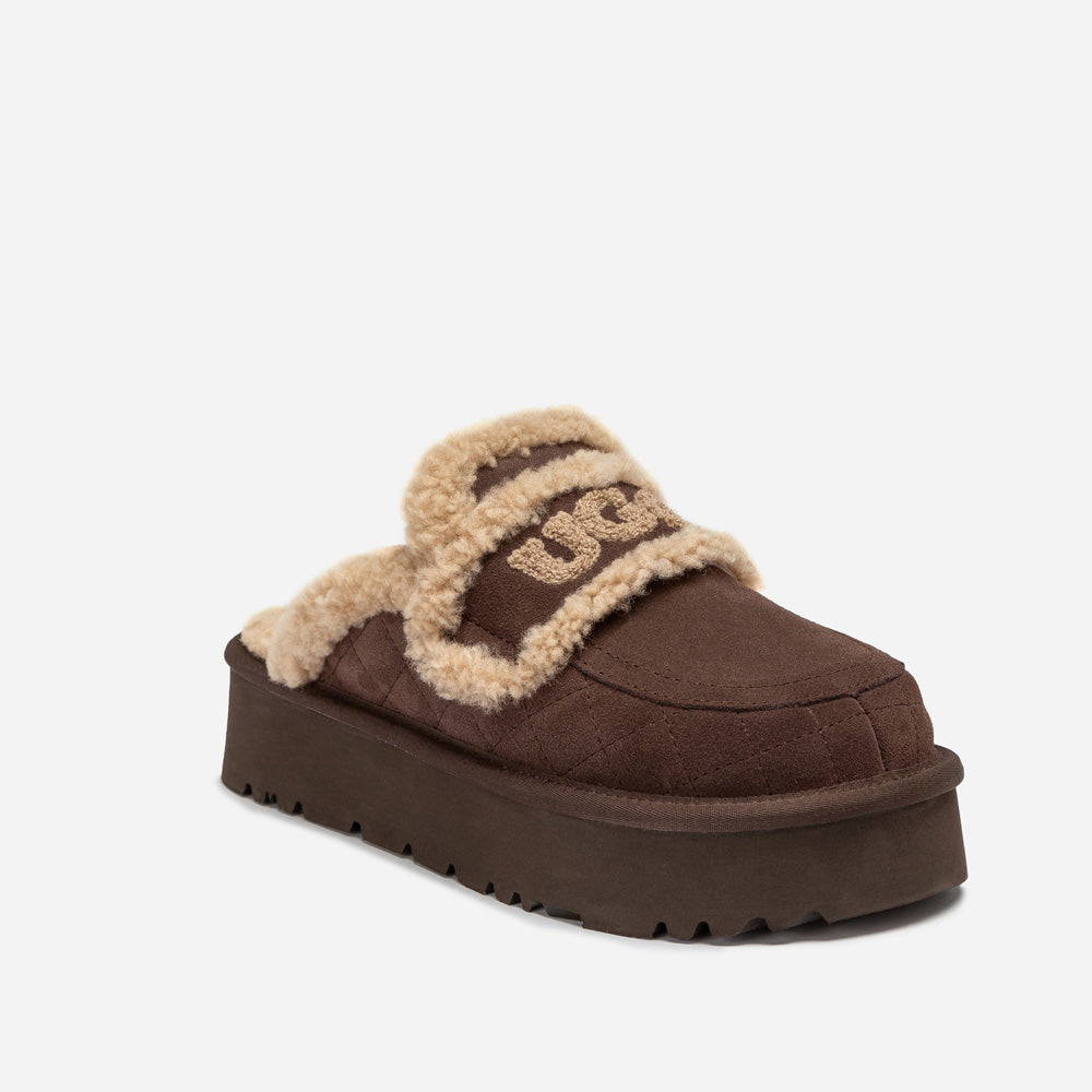 OZWEAR UGG  Violet Matelasse Shearling Platform Slipper