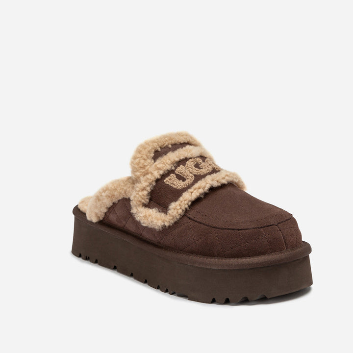 OZWEAR UGG  Violet Matelasse Shearling Platform Slipper