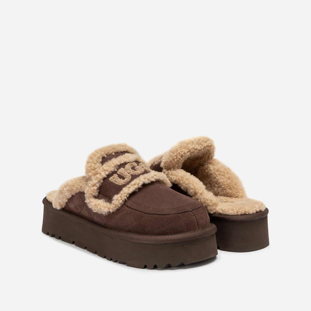 OZWEAR UGG  Violet Matelasse Shearling Platform Slipper
