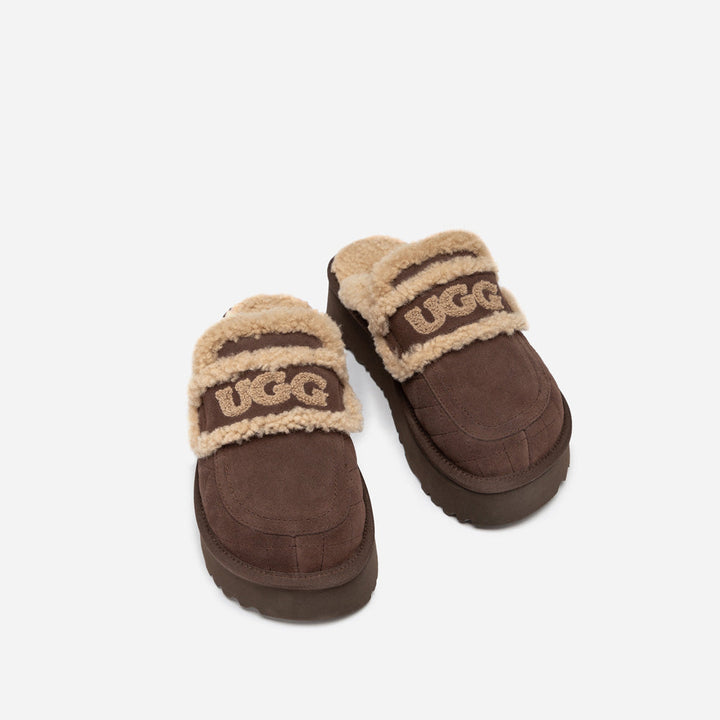 OZWEAR UGG  Violet Matelasse Shearling Platform Slipper