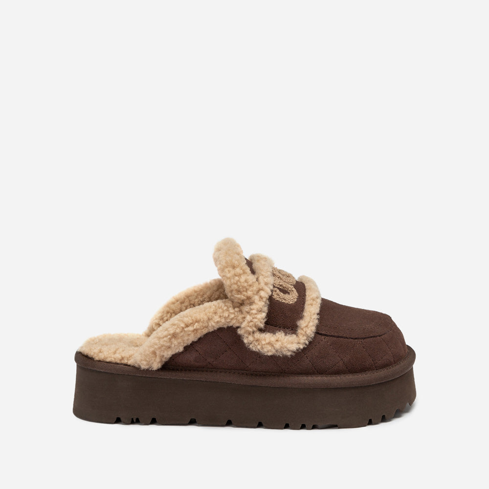 OZWEAR UGG  Violet Matelasse Shearling Platform Slipper