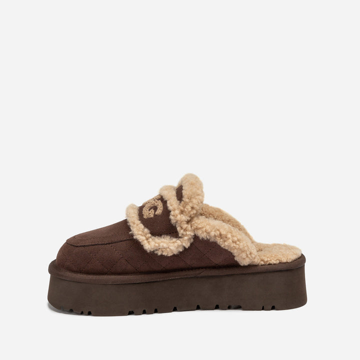 OZWEAR UGG  Violet Matelasse Shearling Platform Slipper