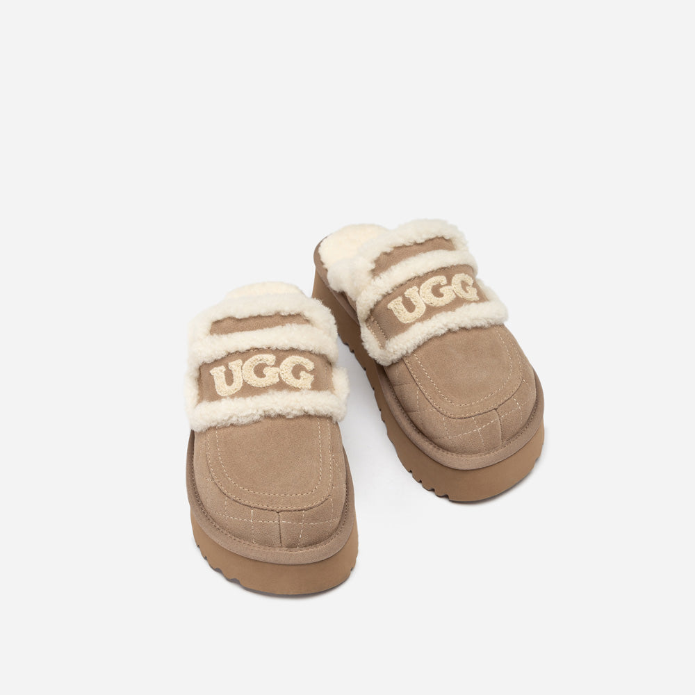 OZWEAR UGG  Violet Matelasse Shearling Platform Slipper