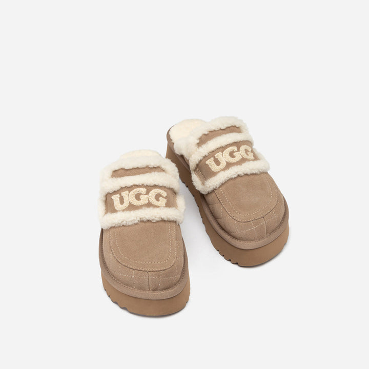 OZWEAR UGG  Violet Matelasse Shearling Platform Slipper